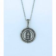 Sterling Silver Guadalupe/Sacred Heart Medal on Sterling Silver Chain