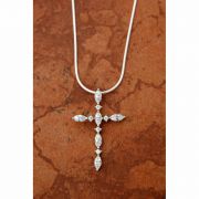Sterling Silver Cubic Zirconia Cross on Sterling Silver Chain