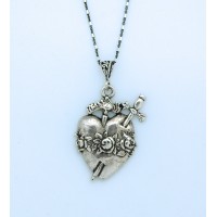Sterling Silver Heart w/ Sword on Sterling Silver Chain