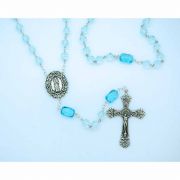 Sterling Silver Swarovski Crystal Rosary, Ice Blue, 8 mm. w/ Aqua Cathedral Beads