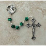 Sterling Silver Rosary, Malachite