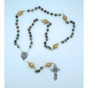 Sterling Silver Rosary, Genuine Murano Glass and Gold Leaf Beads