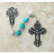 Sterling Silver Rosary, Turquoise Nuggets w/ Sterling Silver Our Father Beads