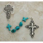 Sterling Silver Rosary, Turquoise Nuggets w/ Turquoise Cross Our Father Beads