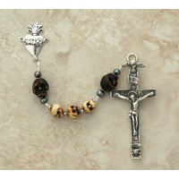 Sterling Silver Rosary, Ox Bone & Wood Skulls