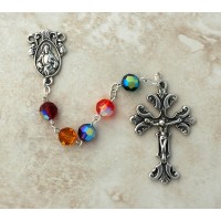 Sterling Silver Rosary, Swarovski Crystal, Jewel Tone Mix
