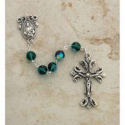 Sterling Silver Rosary, Swarovski Crystal, Emerald Green
