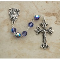 Sterling Silver Rosary, Swarovski Crystal, Tanzanite