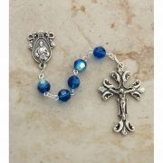 Sterling Silver Rosary, Swarovski Crystal, Sapphire Blue