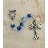Sterling Silver Rosary, Swarovski Crystal, Sapphire Blue