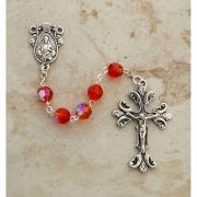 Sterling Silver Rosary, Swarovski Crystal, Flame Orange