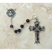 Sterling Silver Rosary, Amethyst Beads w/ Amethyst Cross