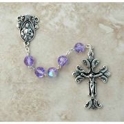 Sterling Silver Rosary, Swarovski Crystal, Violet