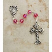 Sterling Silver Rosary, Swarovski Crystal, Pink