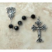 Sterling Silver Rosary, Swarovski Crystal, Jet Black