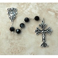 Sterling Silver Rosary, Swarovski Crystal, Jet Black