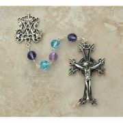 Sterling Silver Rosary, Swarovski Crystal, Fantasy In Blue