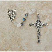 Sterling Silver Rosary, Swarovski Crystal, Black Diamond w/ Frosted Our Father Beads