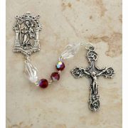 Sterling Silver Rosary, Swarovski Crystal, Red w/ Clear Our Father Beads