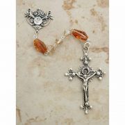 Sterling Silver Rosary, Swarovski Crystal, Champagne w/ Topaz Our Father Beads