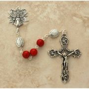 Sterling Silver Rosary, Coral w/ Sterling Silver Our Father Beads