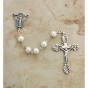 Sterling Silver Rosary, White Freshwater Pearls