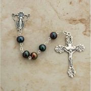 Sterling Silver Rosary, Black Freshwater Pearls