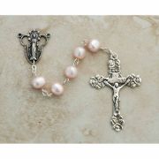 Sterling Silver Rosary, Pink Freshwater Pearls