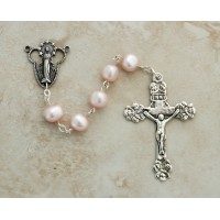 Sterling Silver Rosary, Pink Freshwater Pearls