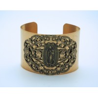 Vintage Style Cuff Bracelet, Guadalupe Medal