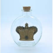 Vintage Style Holy Water Bottle, Jeweled Crown