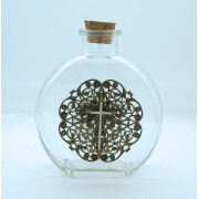 Vintage Style Holy Water Bottle, Filigree Cross