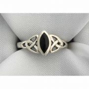 Sterling Silver Ring, Black Stone