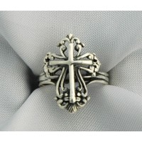 Sterling Silver Ring, Filigree Cross