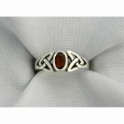 Sterling Silver Ring, Garnet Trinity