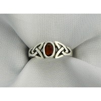Sterling Silver Ring, Garnet Trinity