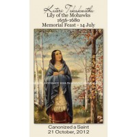 50pk St. Kateri Tekakwitha Bulk Prayer-Cards - (50 Pack)