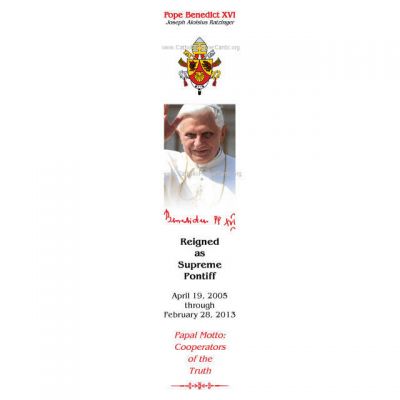 Limited Edition Commemorative Pope Benedict XVI Bookmark (25 pack) -  - BKMK - 9