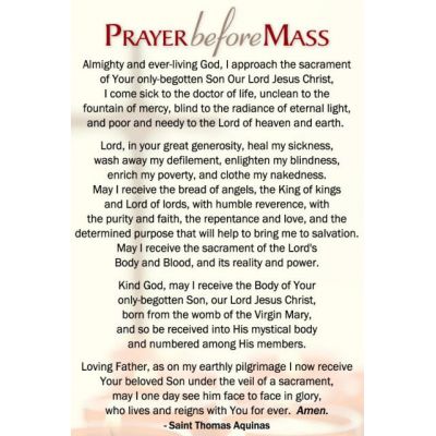 Prayer Before & After Mass (Large) Prayer Card (50 pack) -  - PC-309