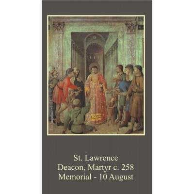 Saint Lawrence Prayer Card (50 pack) -  - PC-150