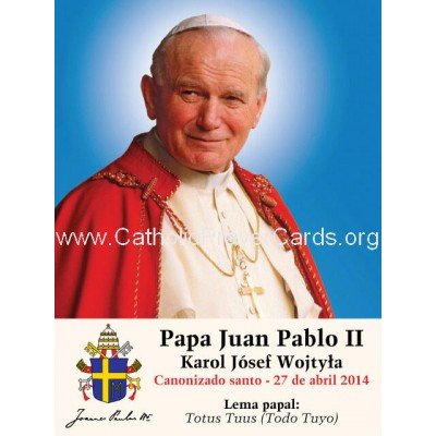 Spanish Commemorative Pope John Paul II Canonization Prayer Card 50pk - - PC-460 Spanish Commemorative Pope John Paul II Canonization Prayer Card 50pk - - PC-460
