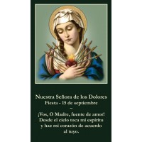 50pk Spanish Our Lady of Sorrows Bulk Prayer-Cards (50 pack) 50pk Spanish Our Lady of Sorrows Bulk Prayer-Cards (50 pack)