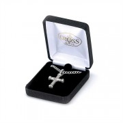 1 Inch Pewter Round Cross 24 Inch Chain Dbox