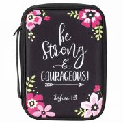 Bible Cover Black Be Strong Floral -xl