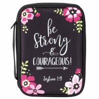 Bible Cover Black Be Strong Floral -xl