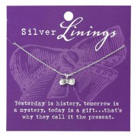 2pk -Necklace Bow Tie Silver Plated 16 Inches +2 Ext Chain - (Pack of 2)