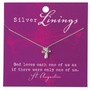 2pk -Necklace Cross Silver Plated 16 Inches +2 Ext Chain - (Pack of 2)