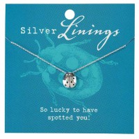 2pk -Necklace Ladybug Silver Plated 16 Inches +2 Ext Chain - (Pack of 2)