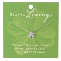 2pk -Necklace 4 Leaf Clover Silver Plated 16 Inches +2 Ext Chain - (Pack of 2)