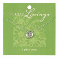 2pk -Necklace Daisy Silver Plated 16 Inches +2 Ext Chain - (Pack of 2)
